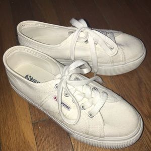 White platform fabric Supergas, size 36